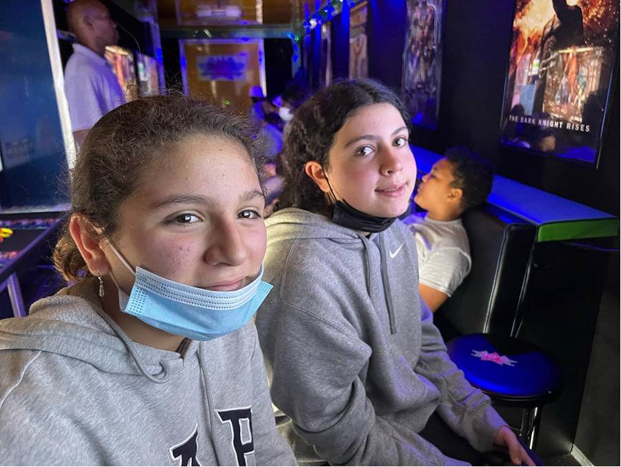 Girls in a video game truck at a party in Tampa, St. Petersburg